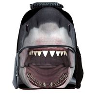 3D Shark Print Children School Backpack Kids Printed Felt Fabric Bookbags Animal Rucksacks