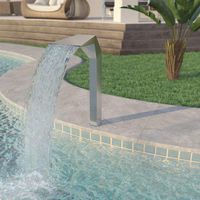 Festnight Pool Fountain Stainless Steel Waterfall Garden Patio Outdoor Swimming Pool Fountain Silver (19.7"x11.8"x35.4")
