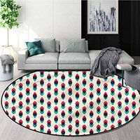 RUGSMAT Vintage Anti-Skid Area Rug,Geometric Curve Pattern Home Decor Foor Carpet Round-71