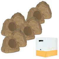 Theater Solutions 8R6S Outdoor Sandstone 6.5" Rock 8 Speaker Set with Wire for Yard Pool Spa Patio Garden