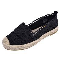 JENN ARDOR Women's Espadrille Sneakers Casual Flats Classic Slip-On Hollow Shoes Black
