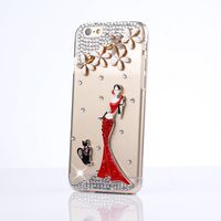 iPod Touch (6th Generation) Case, Sense-TE Luxurious Crystal 3D Handmade Sparkle Glitter Diamond Rhinestone Clear Cover with Retro Bowknot Anti Dust Plug - Sexy Dress Girl Flowers Kitty