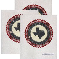 SWEDEdishcloths Swedish Dishcloth Set of 3 Each Swedish Dishcloth Badge Design - Texas | Eco Friendly Cleaning Absorbent Cloth Eco Friendly Cleaning Wipes