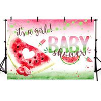 MEHOFOTO Watermelon Girl Baby Shower Photo Studio Background Red and Green Princess Summer Fruit Sweet Baby Shower Party Decorations Banner Photography Backdrops for Dessert Table 7x5ft
