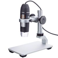 AmScope 200X 2MP 8-LED Zoom USB Digital Microscope with Metal Stand for Windows & Mac