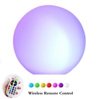 WONFAST LED Ball Light, Waterproof RGB Color-Changing LED Dimmable Bedside Table Lamp,Rechargeable Night Decorative Mood Light with Remote Controller for Outdoor Indoor Decoration (9.8''/25cm)