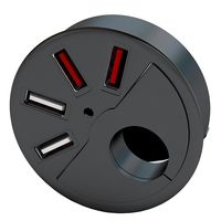 SEDNA - In Desk 2.5" 4 Port USB Charger (2 x BC 1.2 ports + 2 x 1A standard ports) with Flexible LED lamp (Black Color)