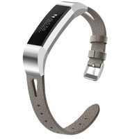 OenFoto Bands Compatible Fitbit Alta/Alta HR/Ace, Adjustable Classic Genuine Leather Wristband Replacement Watch Band Strap Accessory Bracelet for Fitbit Alta/Alta HR/Ace Smart Watch,Gray Small