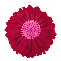 JWH 3D Sunflower Accent Pillow Hand Craft Round Cushion Decorative Pillowcase with Pillow Insert Home Sofa Bed Living Room Decor Gift 14 Inch / 35 cm Cotton Canvas Wool Solid Suede Red