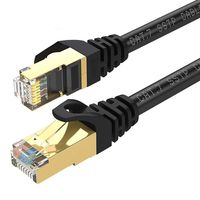 SAMZHE Ethernet Cable, 1.5ft CAT7 RJ45 SFTP LAN Cable High Speed Gigabit Network Patch Cord Gold Plated (Black)