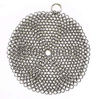 316 Premium Stainless Steel Cast Iron Cleaner, Chainmail Scrubber for Cast Iron Pan Pre-Seasoned Pan Dutch Ovens Waffle Iron Pans Scraper Cast Iron Grill Scraper Skillet Scraper Round (8 Inch)