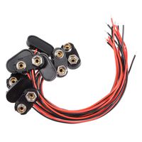 uxcell 10pcs DC 9V Battery Clip T-Type Hard Buckle Connector Lead Wire 15cm Long
