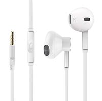 Essencee Headphones with Microphone Certified PowerBoost Stereo Flat Wired 3.5mm In-Ear Earphones Control Crystal Sound Earbuds for iPhone iPad iPod Laptop Tablet Android LG Smartphones (White) 1 Pack