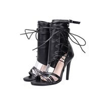 Dress Sandal for Women&Girls,[Ankle Strap Solid Shoes] Lace-up Cross Strappy High Heels Open Toe Formal, Wedding, Party [Simple Classic ] (Black, 36(US:7))
