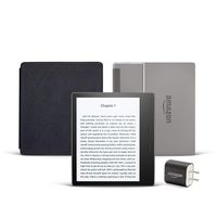 Kindle Oasis (Previous Generation - 9th) Essentials Bundle including Kindle Oasis 7" E-reader (8 GB, Wi-Fi, Graphite, Special Offers), Amazon Leather Cover (Black), and Power Adapter