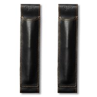 QUIVER Notebook Pen Holder | Elastic/Reusable/Non-Adhesive | for Hardcover Notebooks Like Moleskine/Leuchtturm1917/AmazonBasics Classic 8-8.5 Inches Tall (Black Leather/Orange Stitching)(2pk)