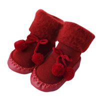 Children Indoor Outdoor Shoes Toddlers Anti-Slip Slipper Floor Socks Breathable Cotton Moccasins (Red, 0-6 months)