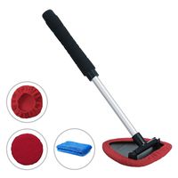 Teancll Windshield Cleaning Tool Unbreakable - Car Window Cleaner with Extendable Handle, Auto Car Glass Cleaner with 2 Washable Reusable Microfiber Pads