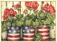 Patriotic Blank Note Cards ~ Geraniums (8 Cards; 4" x 5.25"; White Envelopes)