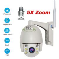 Mini Wireless Security IP Camera, HD 1080P Wireless WiFi PTZ Camera 5X Zoom Home Video CCTV Surveillance Dome Camera Outdoor IR Night Vision with Pre-Installed 16GB Micro SD Card