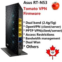Asus RT-N53 Dual Band Wireelss N600 Router with Tomato VPN firmware preloaded