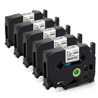 Colorty Compatible with Brother Ptouch Label Maker Tape TZe221 TZe-221 3/8 Inch 9mm Standard Laminated Black on White Work with PT-D210 PTD600 PTD400AD, 5-Pack