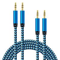 Ailkin 2Pack 3.5mm Auxiliary Audio Cables, Nylon Braided Male to Male AUX Cord Compatible Car/Home Stereos,Speaker,iPhone iPod iPad,Headphones,Sony Beats,Echo Dot and More Chord (Blue-5Feet)