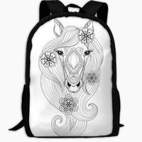 Ysikfk Stylish Laptop Backpack Horse Coloring Page With Horse Face School Backpack Bookbags Brand College Bags Daypack