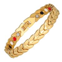 Magnetic Bracelet Electroplated Gold Men's Titanium Steel Bracelet Four-in-One Stainless Steel Bracelet Health Pain Relief (21cm9mm)