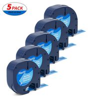 Label Orison 91335 S0721650 Tape Cassettes Compatible with Dymo LetraTag Refill Label Plastic LT Labeling Black on Blue,1/2 Inch X 13Feet (12mmx4m),5Pack