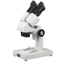 AmScope SE204-AY Portable Binocular Stereo Microscope, WF10x and WF15x Eyepieces, 20X and 30X Magnification, 2X Objective, LED Lighting, Reversible Black/White Stage Plate, Arm Stand