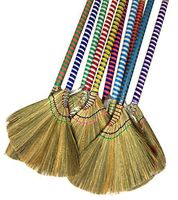 掃把 Anti-Static Choi Bong Co Vietnam Hand Made Straw Soft Broom Colored Handle 12" Head Width, 40" Overall Length 3-PC