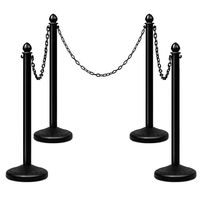 Reliancer 4 Pack Plastic Stanchions Set w/3PCS 40" Link Chain Safe Stanchion Kit w/Fillable Base Crowd Control Safety Stanchion Barriers Easy Connect Assembly Outdoor and Indoor Posts Queue Barrier