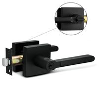 Berlin Modisch Entry Lever Door Handle Lock and Key Slim Square Locking Lever Set [for Front Door or Office] Reversible for Right & Left Sided Doors Heavy Duty - Iron Black Finish