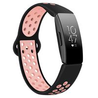 DYKEISS Compatible with Fitbit Inspire HR Fitness Tracker Sport Band, Soft Silicone Replacement Accessory Women Men Breathable Wristband Strap, Black/Pink, Small