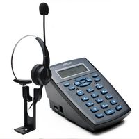 AGPTEK Hands-Free Call Center Desk Phone, Noise Cancelling Corded Monaural Headset Telephone, with Tone Dial Key Pad+Redial Function & Phone Book, for Telephone Counseling Services, Insurance, etc.