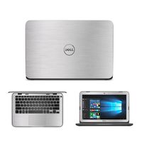 Silver Brushed Aluminum skin decal wrap skin Case for Dell Inspiron 11 3162 [Non Touch] 11.6" Laptop