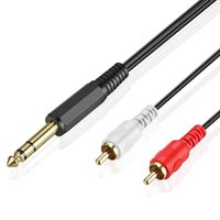 URWOOW 6.35mm 1/4" TRS Male to Dual 2 RCA Male Plug Converter Adapter Y Splitter Cable (5 Feet)