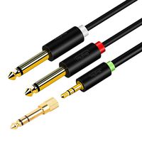 Hosyl Gold-Plated 3.5mm 1/8" TRS Male to 2X 6.35mm 1/4" TS Male Mono Y Cable Splitter with for iPhone, iPod, Laptop, CD Players, Power Amplifier, Mixer, Home Stereo Systems (16FT/5M)