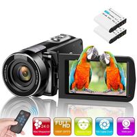 Video Camera Camcorders, GOXMGO Remote Control Handheld Digital Camera with IR Night Vision, HD 1080P 24.0MP 16X Digital Zoom(2 Batteries)