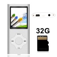 Tomameri - Portable MP3 / MP4 Player with Rhombic Button, Including a Micro SD Card and Support Up to 64GB, Compact Music, Video Player, Photo Viewer Supported - Silver