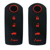 Coolbestda 2Pcs Silicone Smart Key Fob Cover Case Remote Skin Keyless Jacket Holder Protector for Mazda 3 6 CX-7 CX-9 MX-5 Miata 4 Buttons Black