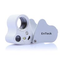 EnTeck 30X 60X Dual Lens LED Illuminated Jewelry Magnifier, Pocket Microscope Magnifying Jewelers Eye Loupe Glasses