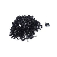 Tulead 200PCS Nail-in Cable Black Circle Clips Management Cable Staples 8mm/0.3" Extension Wire Clips