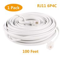 Uvital 100 Feet Telephone Landline Extension Cord Cable Line Wire with Standard RJ-11 6P4C Plugs(White 30.5M,1Pack)