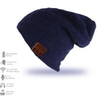 CFZC Bluetooth 4.2 Beanie Hat Wireless Headphone Soft Warm Beanie Caps Built-in Mic&Speaker Hands-free for Women Men Outdoor Sport--Dark Blue