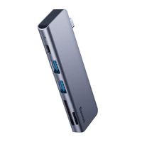 USB-C Hub Adapter Dongle, Baseus Portable 5 in 1 USB Type C Adapter with 2 USB 3.0 Ports, SD/Micro Card Reader and USB-C Charging Port, Aluminum USB C Adapter Compatible with MacBook Pro and More