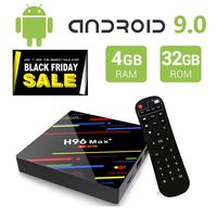 Android 9.0 TV Box, H96 Max+ 4GB 32GB RK3328 Smart TV Box Support H265 VP9 Video Decoding 2.4G 5G WiFi BT100M LAN USB3.0 KD18 4K Android Box
