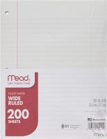 Mead Filler Paper, Loose Leaf Paper, Wide Ruled, 200 Sheets, 3 Packs (15200)