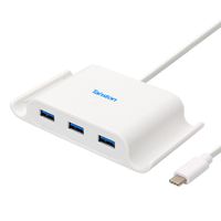 USB C Hub Tainston 3-Port USB C to USB 3.0 Data Hub with Phone Stand Holder for New Type USB C Devices-White